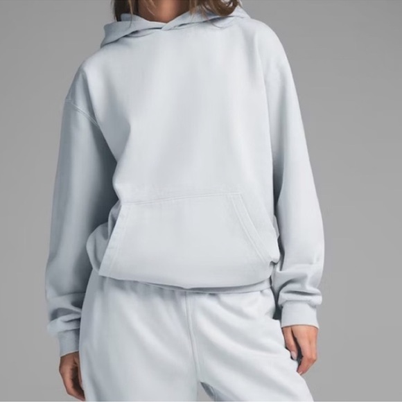 SKIMS Cotton Blend Fleece Classic Pullover Hoodie Light Blue Size Small - Picture 1 of 7